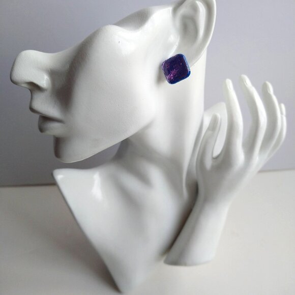 Handmade gloss pink polymer clay earrings. Boucles d'oreilles fait à la main - Picture 5 of 6